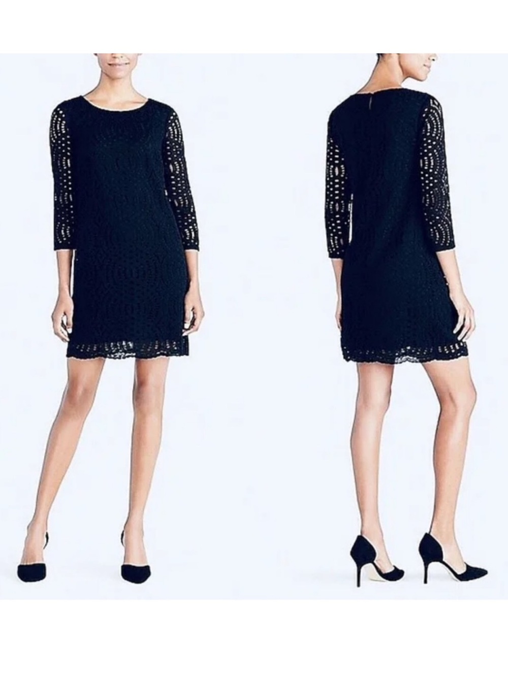 J. Crew NWT 3/4 Sleeve Eyelet Lace Shift Dress Size 0